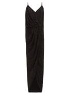 Matchesfashion.com Balmain - Studded Chain-strap Crepe Maxi Dress - Womens - Black
