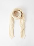Toteme - Monogram-jacquard Frayed Wool-blend Scarf - Womens - Ivory