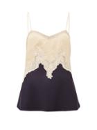 Matchesfashion.com Gabriela Hearst - Smith Lace-trimmed Silk-blend Cami Top - Womens - Dark Navy