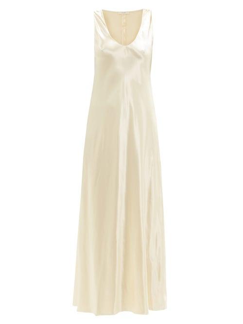 Matchesfashion.com The Row - Natasha Scoop-neck Satin Dress - Womens - Cream