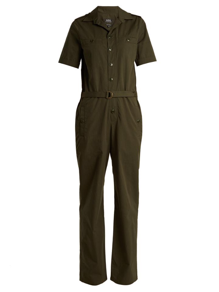 A.p.c. Gina Short-sleeved Cotton Jumpsuit