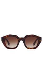 Matchesfashion.com Burberry - Tortoiseshell Angular Oval Sunglasses - Womens - Tortoiseshell