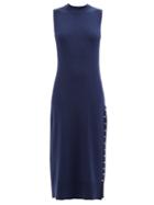 Altuzarra - Margot Side-slit Merino Wool-blend Midi Dress - Womens - Dark Blue
