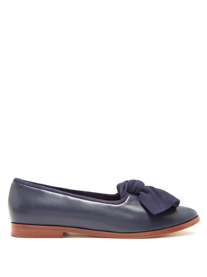 Mansur Gavriel Suede-bow Leather Loafers
