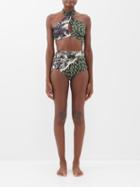 Johanna Ortiz - Greenery Toile Uganda-print Bikini Briefs - Womens - Green Print