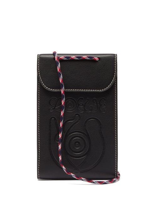 Matchesfashion.com Eye/loewe/nature - Logo-debossed Leather Pouch - Mens - Black