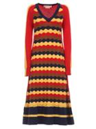 Matchesfashion.com Marni - Flared Wave-knitted Dress - Womens - Multi