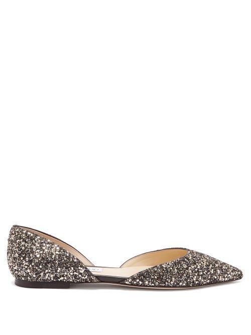 Matchesfashion.com Jimmy Choo - Esther D'orsay Glitter Flats - Womens - Gold