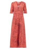 Matchesfashion.com Sea - Mimi Floral-print Cotton Shirt Dress - Womens - Red Print