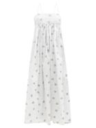 Matchesfashion.com Cecilie Bahnsen - Beth Hawthorn Floral-embroidered Taffeta Dress - Womens - White Multi