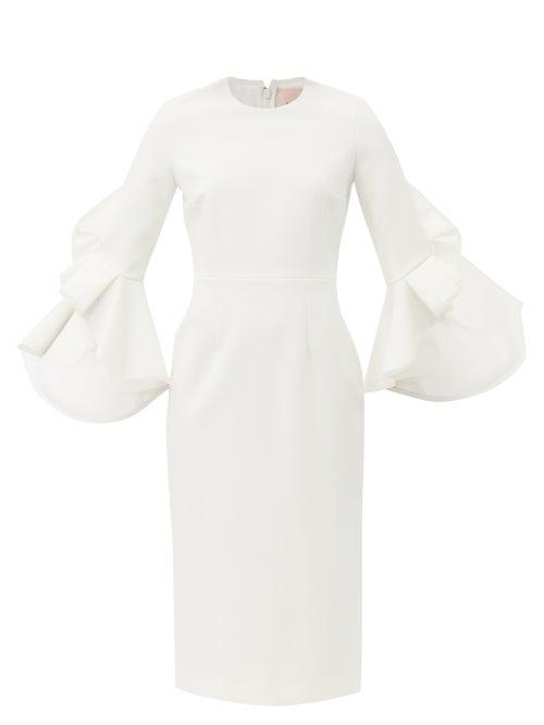 Roksanda - Camellia Ruffle-sleeve Crepe Midi Dress - Womens - Ivory