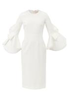 Roksanda - Camellia Ruffle-sleeve Crepe Midi Dress - Womens - Ivory