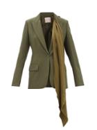 Roksanda - Theona Draped Single-breasted Wool Blazer - Womens - Khaki