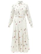 Matchesfashion.com Gabriela Hearst - Claudia Floral-print Silk-twill Midi Shirt Dress - Womens - White Multi