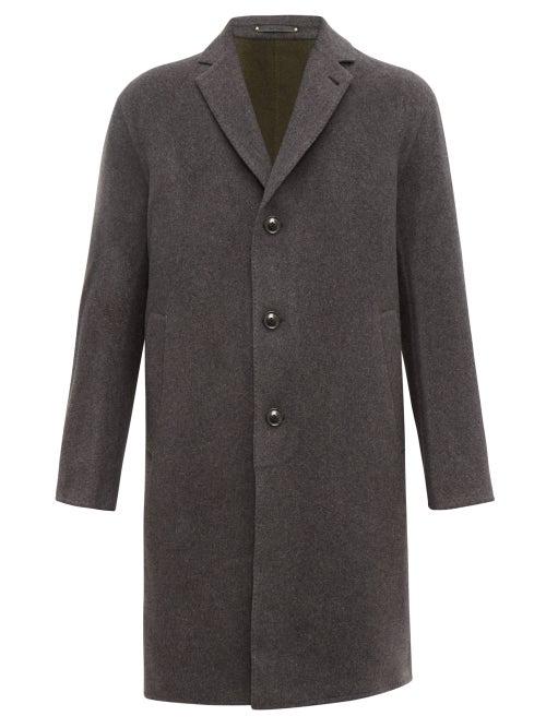 Matchesfashion.com Paul Smith - Single Breasted Brushed Wool Blend Overcoat - Mens - Grey