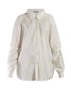 Matchesfashion.com Prada - Logo Print Silk Shirt - Womens - Ivory Multi