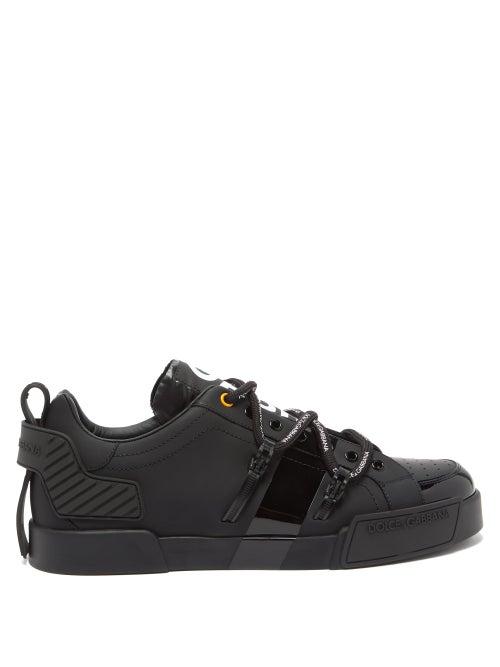 Matchesfashion.com Dolce & Gabbana - Logo-print Rubberised-leather Trainers - Mens - Black