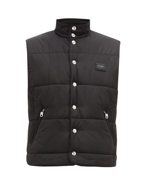 Matchesfashion.com Dolce & Gabbana - Logo Appliqu Quilted Gilet - Mens - Black
