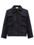 Matchesfashion.com Redvalentino - Metallic Check Wool Blend Jacket - Womens - Navy Multi