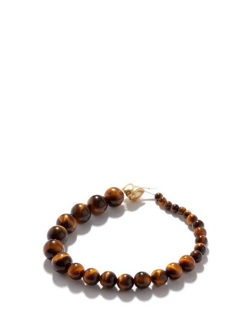 Completedworks - Tiger's Eye & 14kt Gold-plated Beaded Bracelet - Mens - Yellow Gold