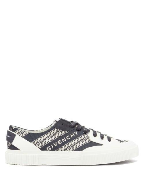 Matchesfashion.com Givenchy - Chain & Logo-jacquard Canvas Trainers - Mens - Navy White