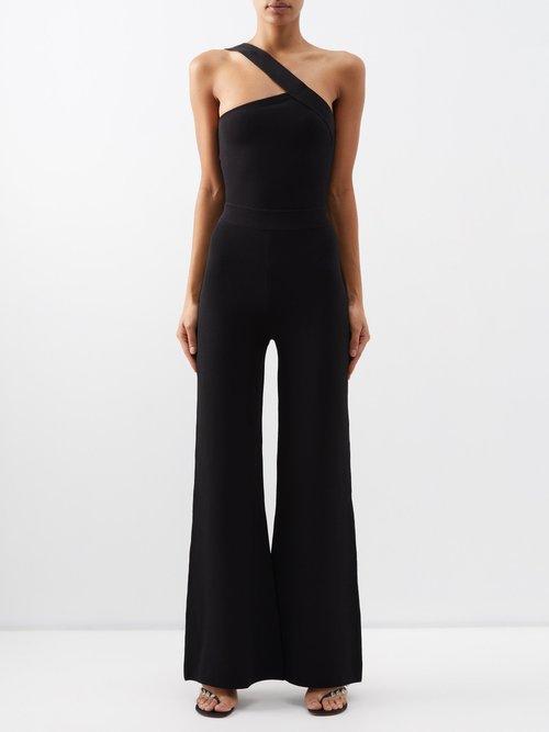 Gauge81 - Rueda Asymmetric-neck Knitted Jumpsuit - Womens - Black