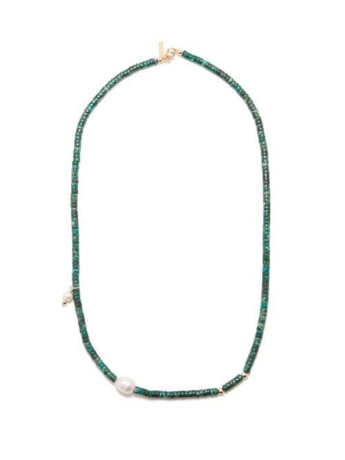 Liou - Corinth Jade & Baroque-pearl Necklace - Mens - Green