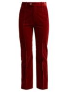 Matchesfashion.com Chlo - Mid Rise Cotton Blend Corduroy Trousers - Womens - Dark Red