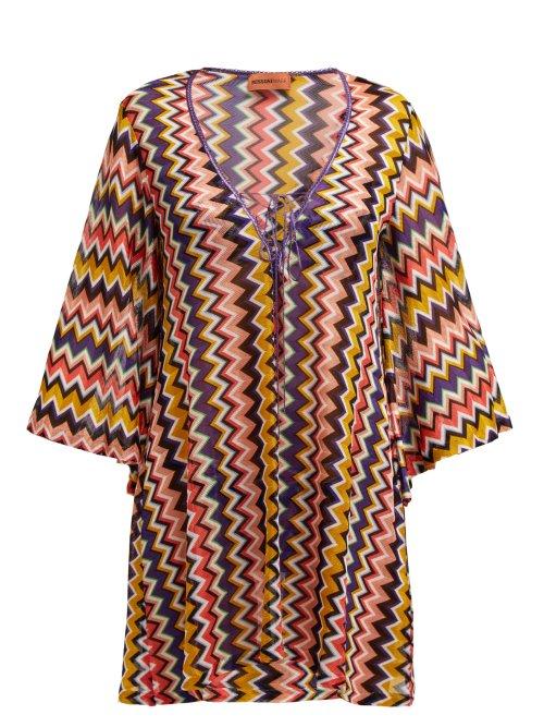 Matchesfashion.com Missoni Mare - Zigzag Knit V Neck Kaftan - Womens - Multi