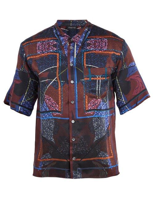 Matchesfashion.com Meng - Floral Print Short Sleeved Silk Pyjama Shirt - Mens - Multi