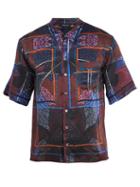 Matchesfashion.com Meng - Floral Print Short Sleeved Silk Pyjama Shirt - Mens - Multi