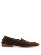 Mens Shoes Edward Green - Polperro Leather-trimmed Suede Penny Loafers - Mens - Dark Brown
