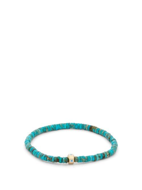 Matchesfashion.com Luis Morais - Evil Eye Octagon Beaded Bracelet - Mens - Blue Multi