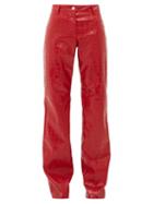 Matchesfashion.com Msgm - Crocodile Effect Faux Leather Trousers - Womens - Red