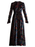 Etro Sunstone Floral-print Velvet Midi Dress