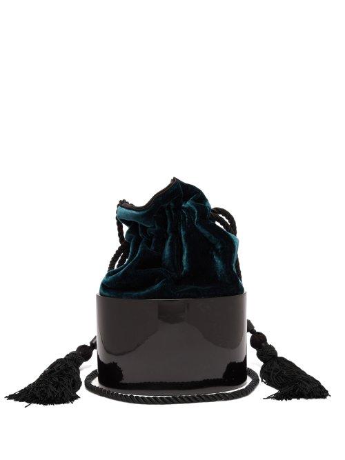 Matchesfashion.com Hunting Season - Lola Velvet Mini Clutch Bag - Womens - Black Green