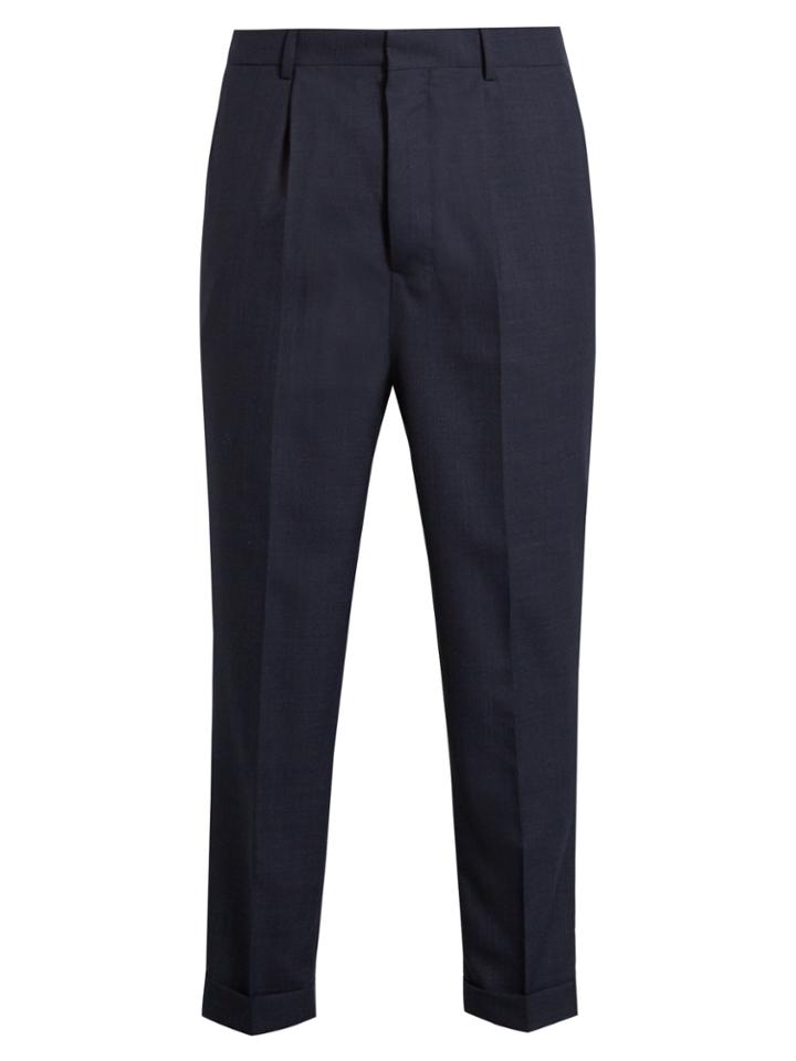 Ami High-waisted Turn-up Cropped Wool Trousers