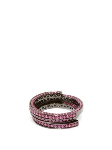 Matchesfashion.com Lynn Ban - Sonic Lab-sapphire & Rhodium-plated Ring - Womens - Pink