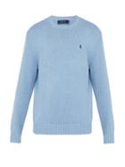 Matchesfashion.com Polo Ralph Lauren - Logo Embroidered Cotton Knit Sweater - Mens - Blue