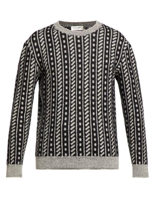 Matchesfashion.com Saint Laurent - Jacquard Sweater - Mens - Black White