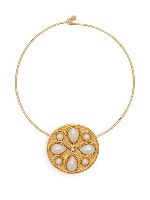 Matchesfashion.com Rebecca De Ravenel - Pamina 24kt Gold Plated Choker - Womens - White