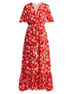 Matchesfashion.com Athena Procopiou - Farrah Floral Print Silk Dress - Womens - Red Multi