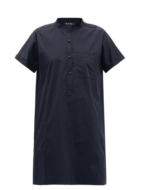Matchesfashion.com A.p.c. - Temple Cotton-blend Poplin Mini Shirt Dress - Womens - Navy
