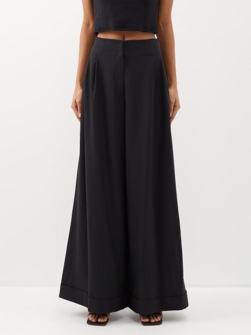 Pucci - Pleated Wool-blend Wide-leg Trousers - Womens - Black