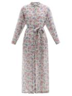 Ladies Beachwear Etro - Side-slit Paisley Cotton-blend Voile Shirt Dress - Womens - Blue Multi