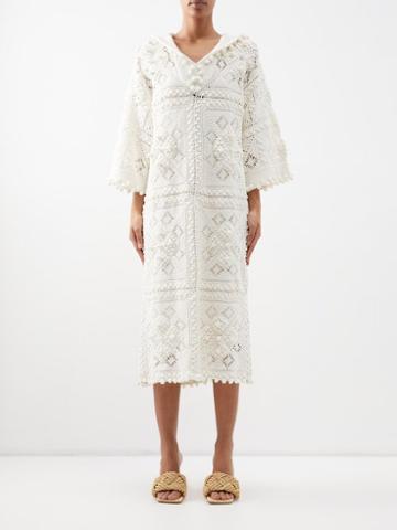 Zimmermann - Wonderland Hooded Crochet-knit Cotton Dress - Womens - White