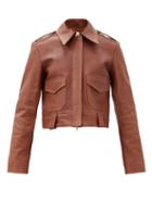 Matchesfashion.com Khaite - Cordelia Patch-pocket Leather Jacket - Womens - Mid Brown