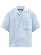 Matchesfashion.com Jacquemus - Short-sleeved Checked Linen Shirt - Mens - Blue