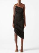 Bottega Veneta - One-shoulder Gold-hardware Jersey Dress - Womens - 01bk