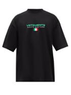 Vetements - Haute Couture-embroidered Cotton-jersey T-shirt - Mens - Black